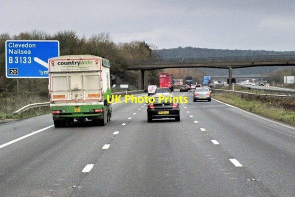 Photo 6"x4" Northbound M5 approaching Kenn Road Bridge Clevedon c2013
