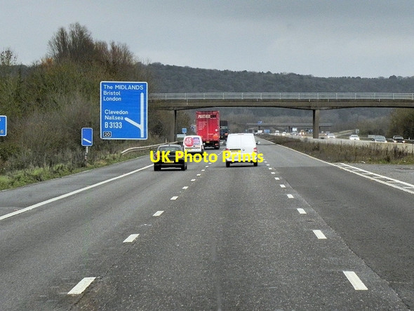 Photo 6"x4" Northbound M5 approaching Davis Lane Bridge Clevedon c2013