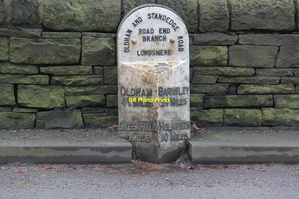 Photo 6"x4" Milestone on Chew Valley Road, Greenfield Tunstead\/SE0004 c2014