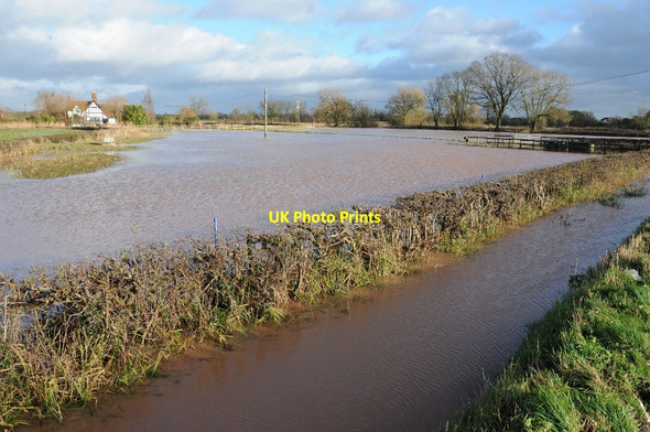 Photo 6"x4" Flooded farmland at Baughton Baughton c2013