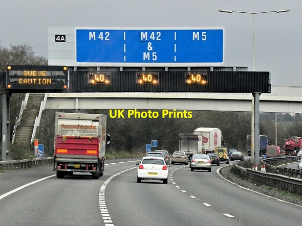 Photo 6"x4" Overhead Gantry and Footbridge, Northbound M5 Bromsgrove c2013