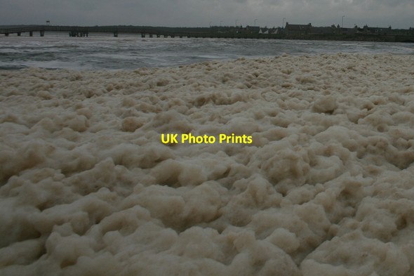 Photo 6"x4" Looking upstream to the river Lossie footbridge Lossiemouth c2014