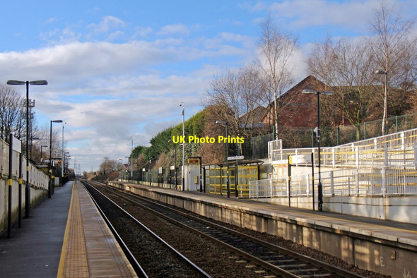 Photo 6"x4" Looking west, Lea Green railway station Marshall's Cross c2014