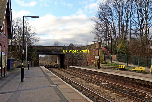 Photo 6"x4" Liverpool Road bridge, Hough Green railway station Hough Green c2014