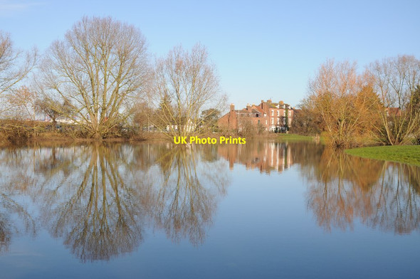 Photo 6"x4" Houses on Gloucester Road reflected in floodwater Tewkesbury c2014