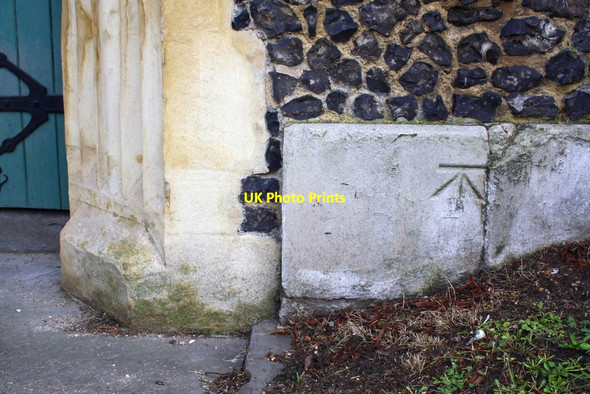 Photo 6"x4" Benchmark on St Giles Church Reading c2014