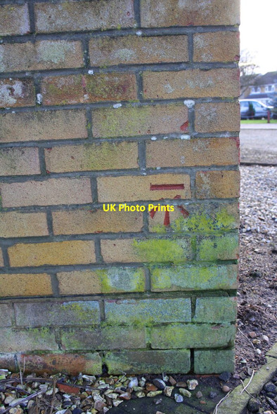 Photo 6"x4" Benchmark on electricity substation, Fir Tree Avenue Wallingford c2014