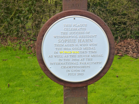 Photo 6"x4" Blue plaque on Widmerpool Village sign Widmerpool c2014