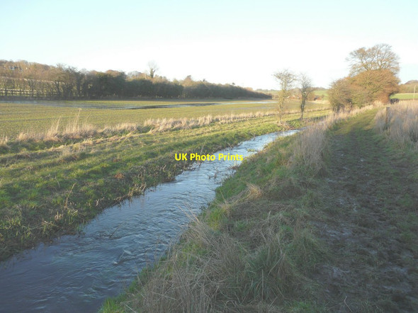 Photo 6"x4" The Nail Bourne in flood Elham c2014
