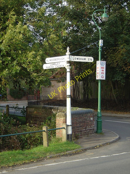 Photo 6"x4" Cast iron signpost Lambley\/SK6345 c2008