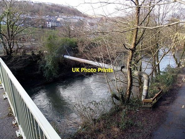 Photo 6"x4" Pipeline over the river, Penrhiwceiber Abercynon c2014