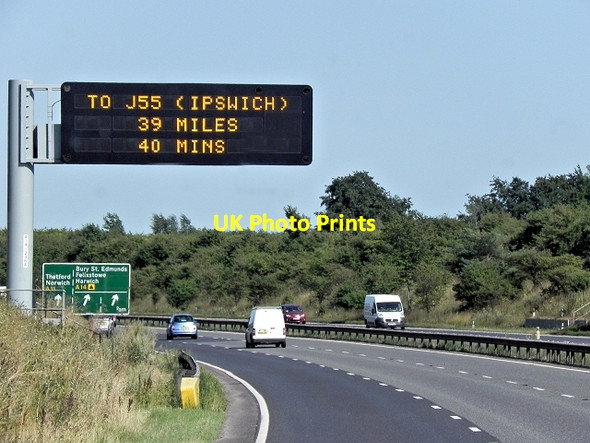 Photo 6"x4" Variable Message Sign, Eastbound A14 Newmarket\/TL6463 c2013