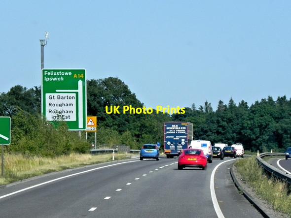 Photo 6"x4" Eastbound A14 approaching Rookery Crossroads (Junction 45) Battlies Green c2013