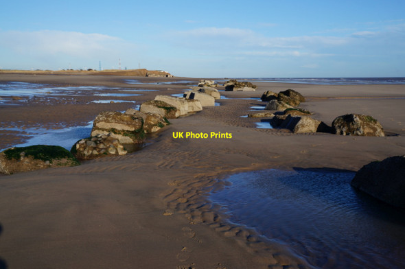 Photo 6"x4" Anti-tank blocks, Easington Beach, Holderness Easington\/TA3919 c2014 P1
