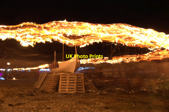 Photo 6"x4" Guisers circle the galley at Uyeasound Up Helly Aa Uyeasound c2011