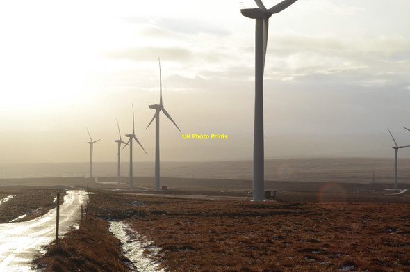 Photo 6"x4" Line of Wind Turbines at Gordonbush, Sutherland Cnoc a' Chr\u00f9baich Mh\u00f2ir c2014