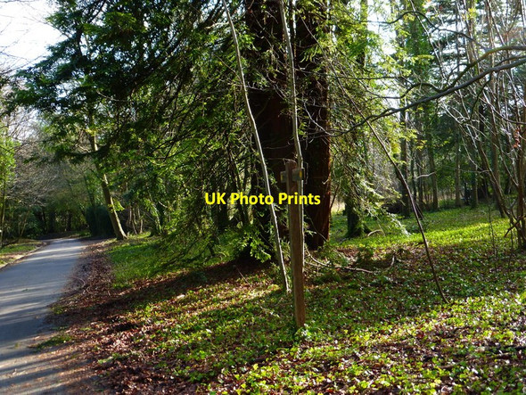 Photo 6"x4" Footpath sign on the road to New Barn Farm Madehurst c2014