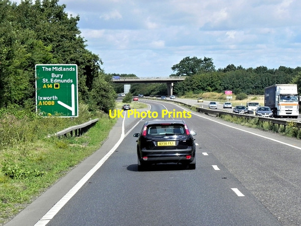 Photo 6"x4" Westbound A14 at Junction 47 Woolpit c2013