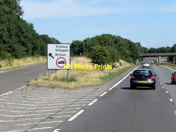 Photo 6"x4" Westbound A14, Exit Sliproad at Trimley Interchange (Junction 59) Trimley St Martin c2013