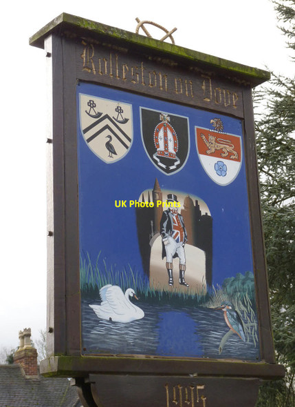 Photo 6"x4" Rolleston Village Sign -2 Rolleston on Dove c2014