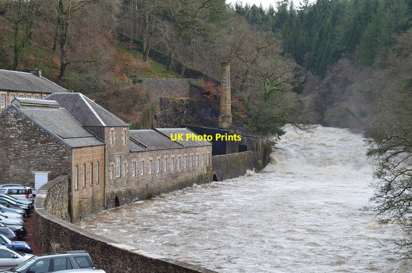 Photo 6"x4" River Clyde in spate, New Lanark Lanark c2014