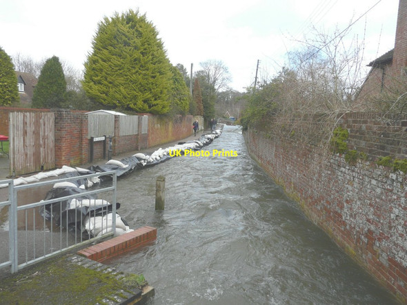 Photo 6"x4" Floodwater flowing along The Causeway Derringstone c2014