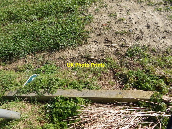 Photo 6"x4" Fallen over footpath sign, Priory Green Edwardstone c2014