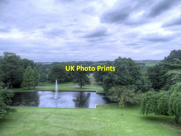 Photo 6"x4" Towneley Park, A View Over the Lake from the Long gallery in Towneley Hall Burnley c2014