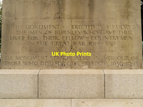 Photo 6"x4" Burnley War Memorial (inscription) Burnley c2014