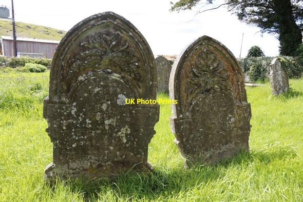 Photo 6"x4" Two Headstones Llansantffraed-in-Elwel c2014