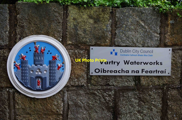 Photo 6"x4" Plaque and sign by entrance to Vartry Waterworks, near Roundwood, Co. Wicklow Roundwood c2014