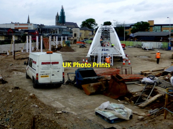 Photo 6"x4" Assembling the new footbridge, Omagh Omagh c2014