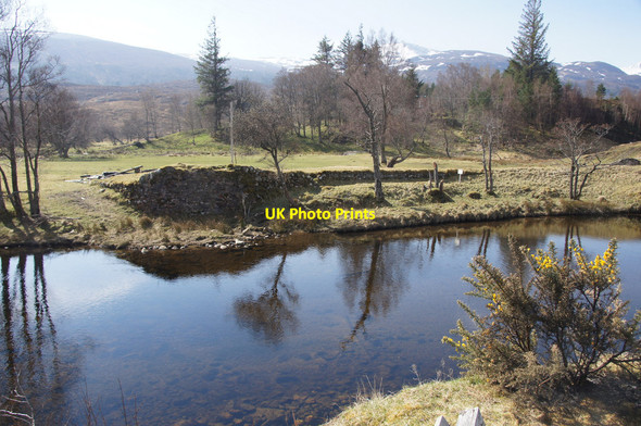 Photo 6"x4" Site of a former bridge to Inchvuilt, Braulen, Glen Strathfarrar Braulen Lodge c2015
