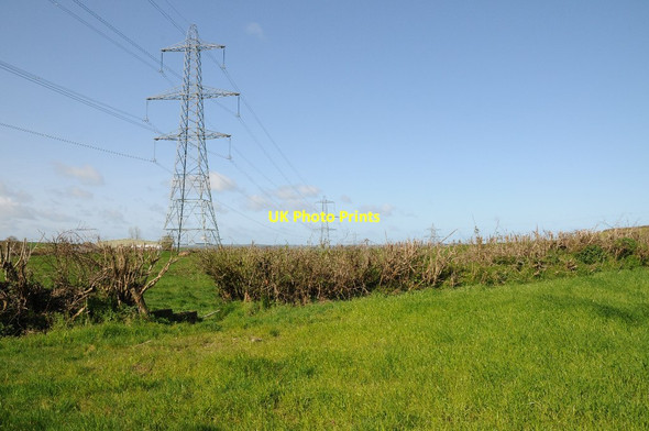 Photo 6"x4" Electricity pylons Hallspill c2015