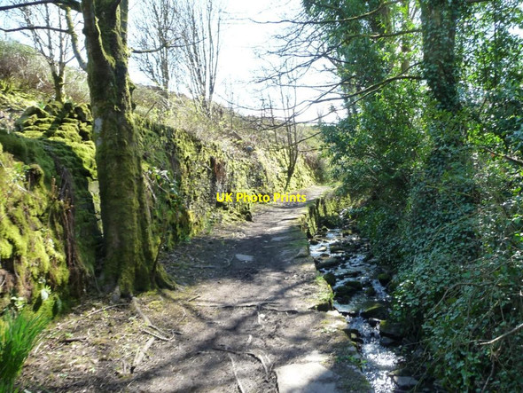 Photo 6"x4" Walled public footpath, alongside Denholme Beck Queensbury\/SE0930 c2015