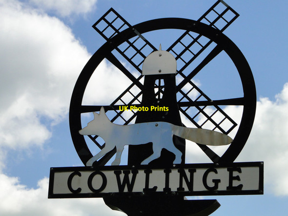 Photo 6"x4" Cowlinge village sign (detail) Cowlinge c2015