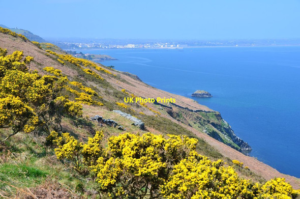 Photo 6"x4" Blue sea from Maughold Brooghs Ballaterson\/SC4892 c2015