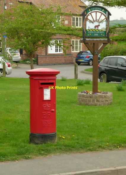 Photo 6"x4" The Sands Long Clawson postbox ref LE14 55 and Long Clawson village sign Long Clawson c2015