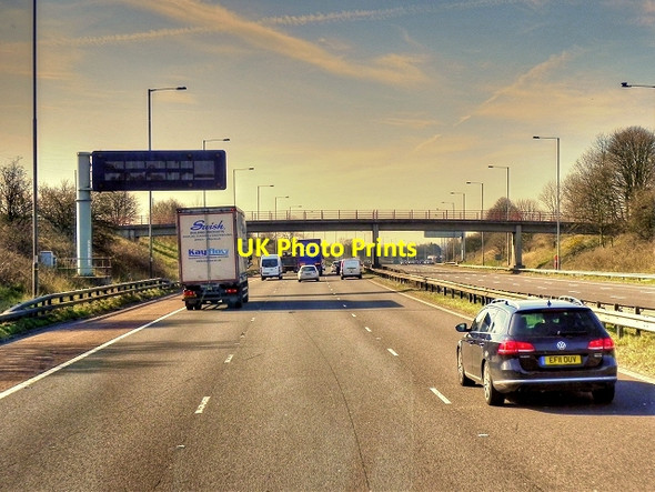 Photo 6"x4" Southbound M6 passing Rough Nook Wood Leyland c2015