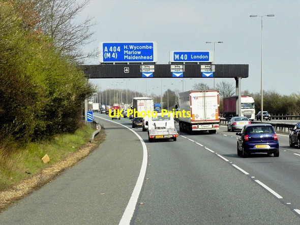 Photo 6"x4" M40, Sign Gantry at Junction 4 Cressex c2015