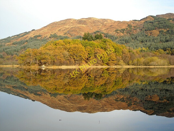 Photo 6"x4" Autumn Reflections on Loch Chon Kinlochard c2008