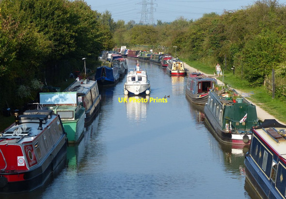 Photo 6"x4" Narrowboats moored along the Coventry Canal Bedworth c2014