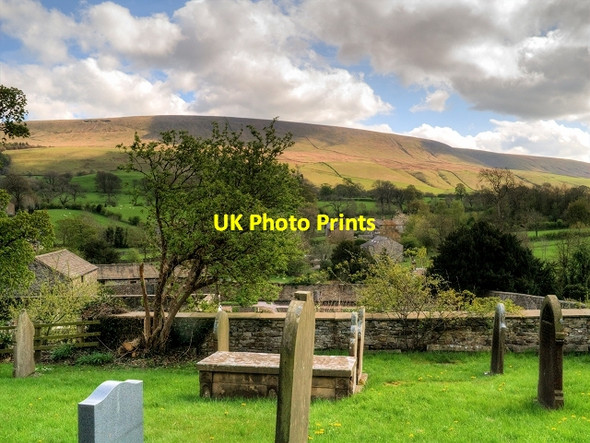Photo 6"x4" View of Pendle Hill from St Leonard's Churchyard Downham\/SD7844 c2015