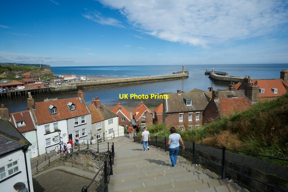 Photo 6"x4" Whitby Harbour Moles from the 199 Steps Whitby\/NZ8910 c2014
