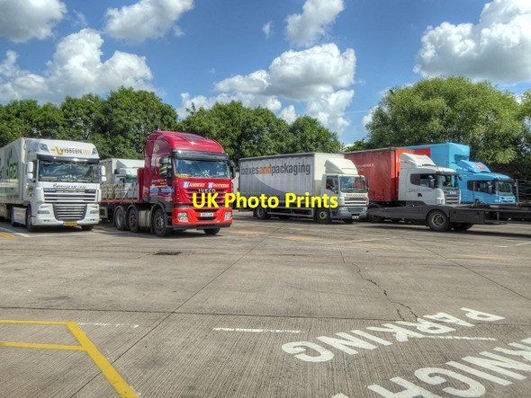 Photo 6"x4" Lorry Park at Sandbach Services (M6 Southbound) Sandbach c2014