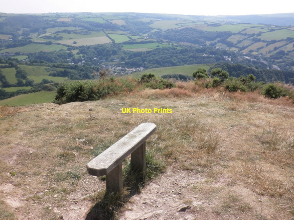 Photo 6"x4" Wooden bench on Little Hangman Combe Martin c2014