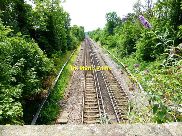 Photo 6"x4" Looking south on railway from the bridge on Bridge Road Aldershot c2014