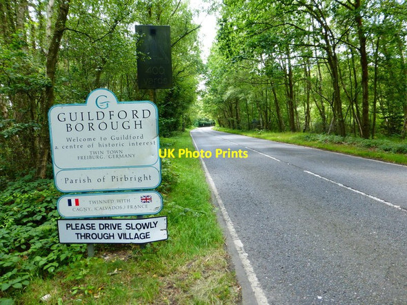 Photo 6"x4" Road enters Pirbright parish in Guildford Borough Brookwood c2014