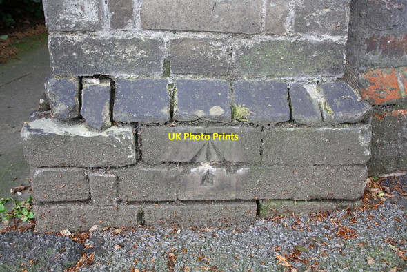 Photo 6"x4" Benchmark on gatepost at entrance to #31 Vanbrugh Court Reading c2014