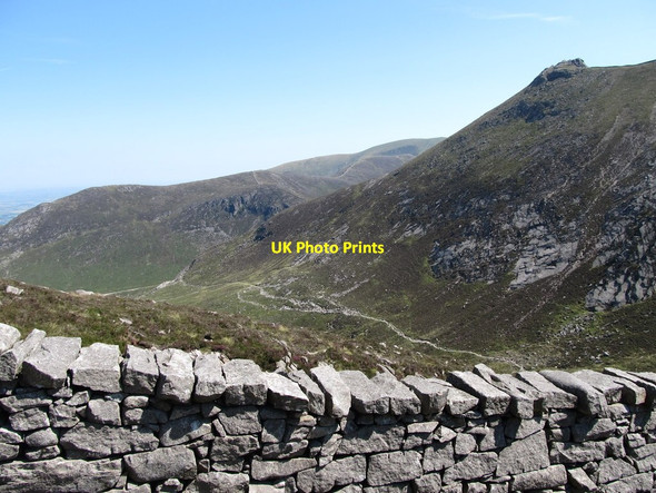 Photo 6"x4" The Pollaphuca valley path viewed from the Mourne Wall on Slieve Meelmore Kilcoo c2014